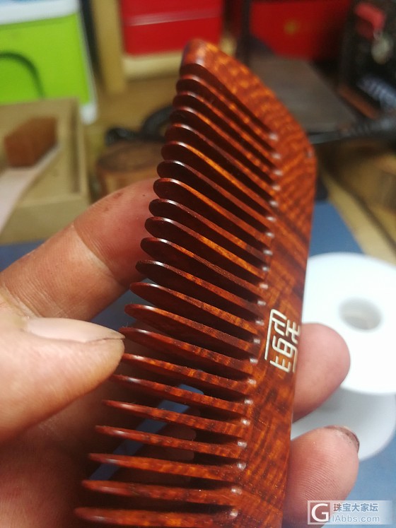 小叶紫檀木梳，极品水波纹_梳子小叶紫檀