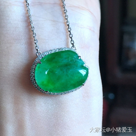 冰种阳绿天鹅锁骨链_项链吊坠翡翠