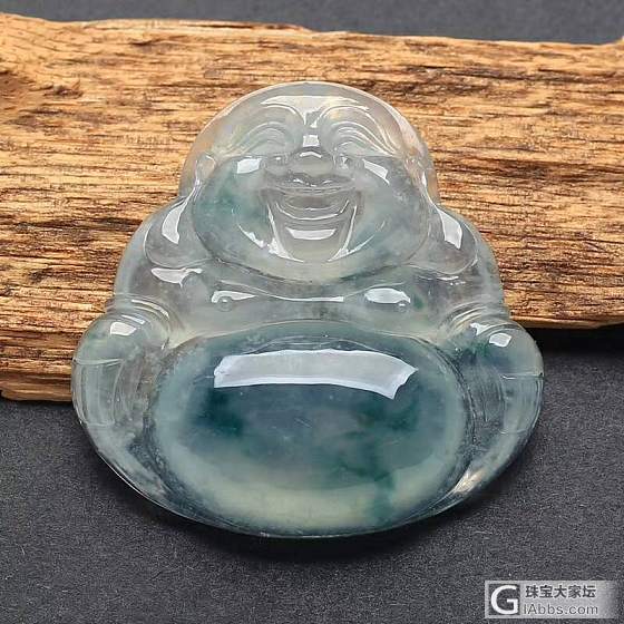 冰种飘花弥勒佛_挂件翡翠