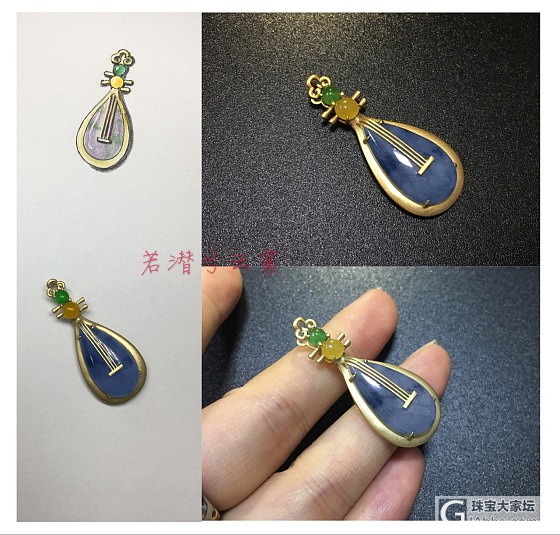 浅紫水滴💧，水晶花小绿蛋精美搭配🌹_设计翡翠