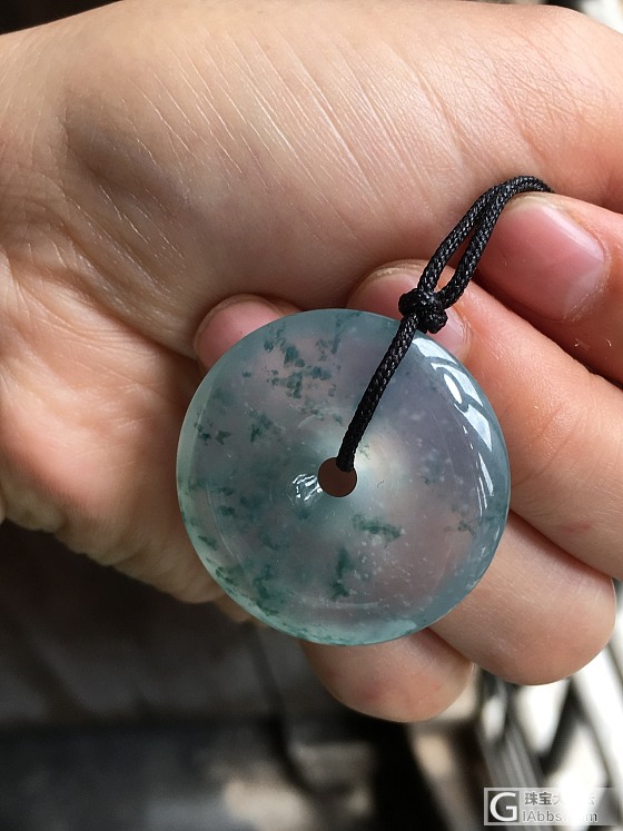 缅甸翡翠冰蓝彩花雪花棉平安扣，33一6.8_翡翠