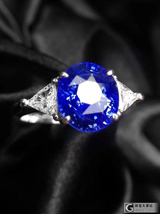 18K金斯里兰卡蓝宝石钻石戒指 主：4.03ct 钻：50份_戒指蓝宝石