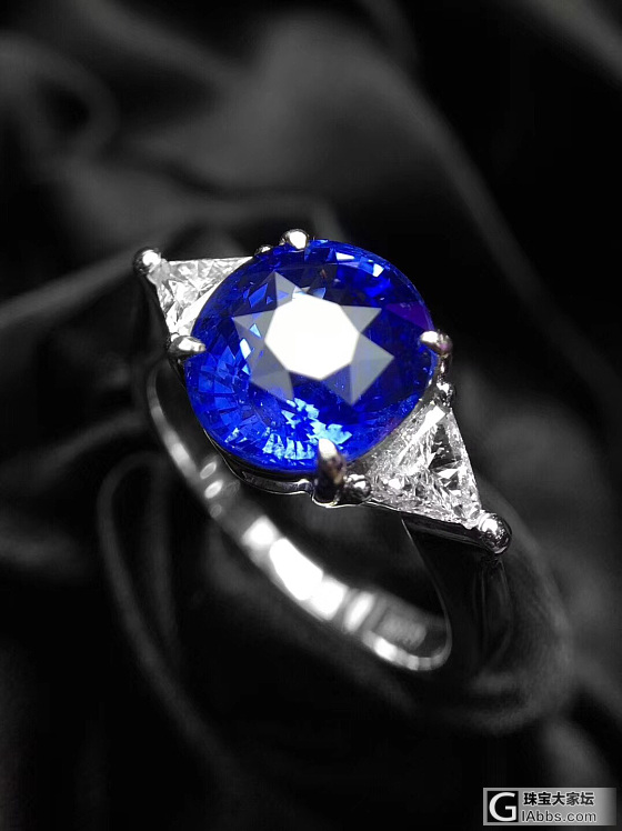 18K金斯里兰卡蓝宝石钻石戒指 主：4.03ct 钻：50份_戒指蓝宝石