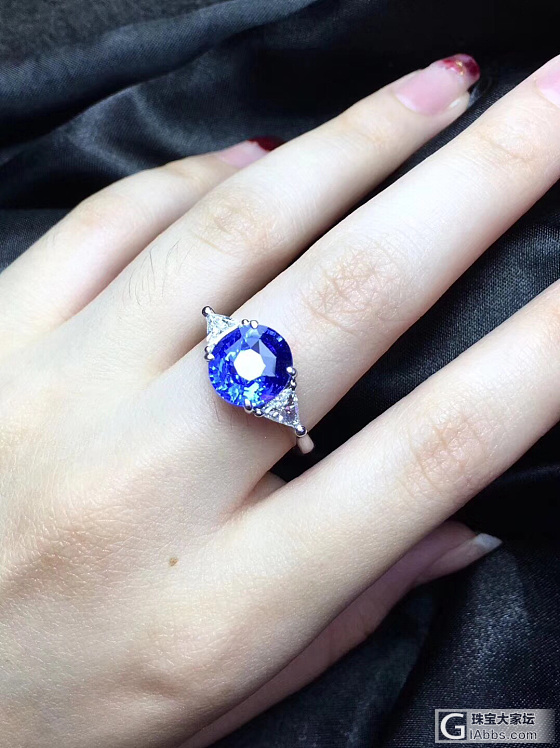 18K金斯里兰卡蓝宝石钻石戒指 主：4.03ct 钻：50份_戒指蓝宝石