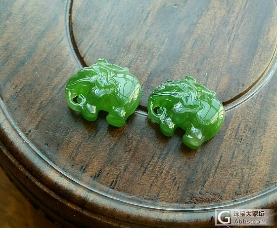 睡不着 晒一对碧玉小象_挂件碧玉