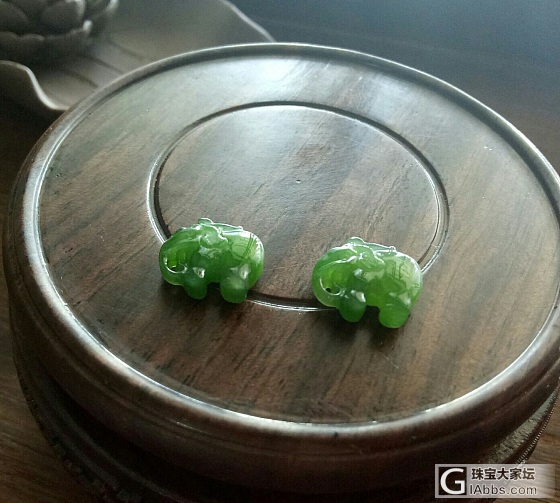 睡不着 晒一对碧玉小象_挂件碧玉