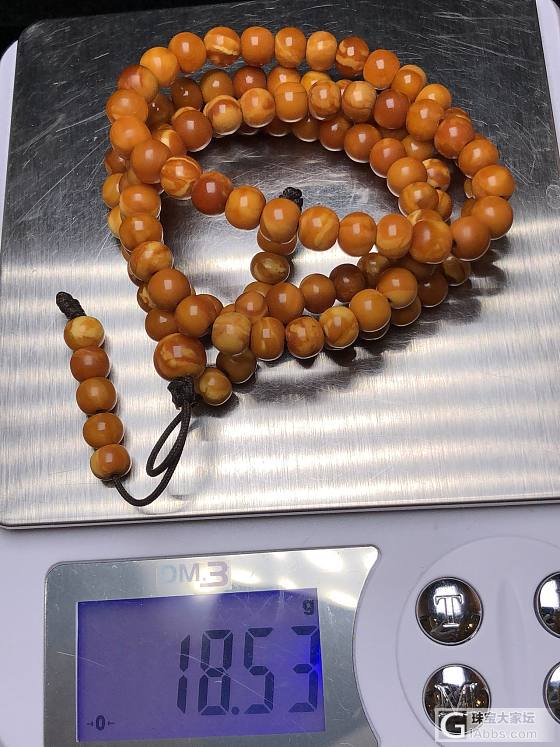 18.53克！6+苹果圆天然原矿老花蜡佛珠[色][色]颗颗珠子精挑细选极致精品！..._珠串蜜蜡