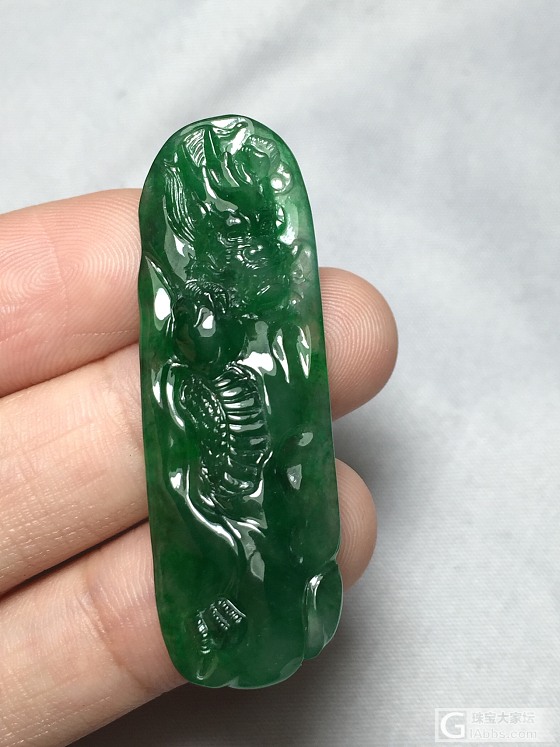 翡翠冰绿起光龙牌神龙护主_挂件翡翠