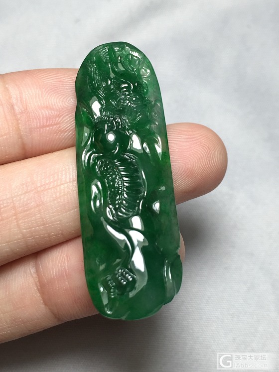 翡翠冰绿起光龙牌神龙护主_挂件翡翠