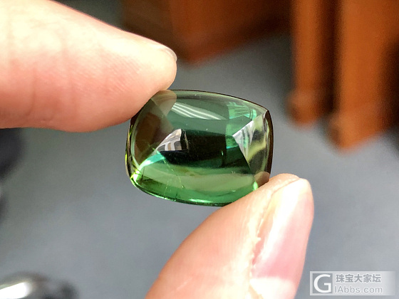 前两天改切的一颗：素面->糖包山_戒面碧玺