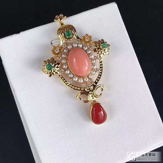 日本工新品❤️18K莫莫珊瑚胸针吊坠两用款，搭配阿卡面，欧美时尚款，超级美貌，整体..._吊坠胸饰珊瑚