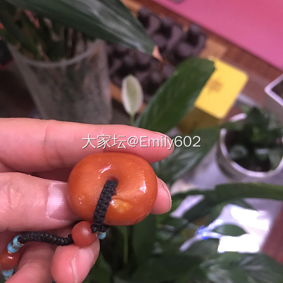 老蜡饼子项链，净重7克多，配有18k金珠_挂件蜜蜡