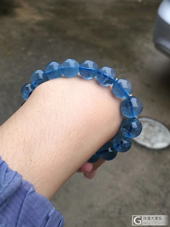 11mm冰透体天然深海魔鬼蓝海蓝宝_珠串海蓝宝