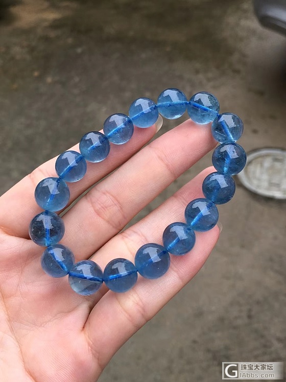 11mm冰透体天然深海魔鬼蓝海蓝宝_珠串海蓝宝