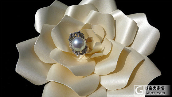 【三千世界珠宝】欧式复古 大气粉光白南洋钻石密镶款戒指_戒指海水珍珠