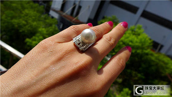 【三千世界珠宝】欧式复古 大气粉光白南洋钻石密镶款戒指_戒指海水珍珠