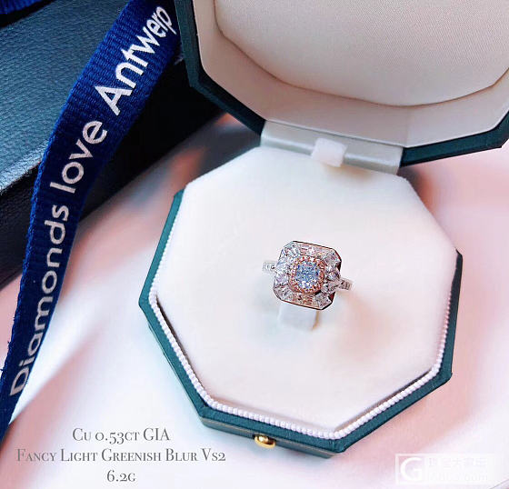 弥足珍贵
GIA 0.53CT Fancy Light Greenish Blu..._戒指彩钻