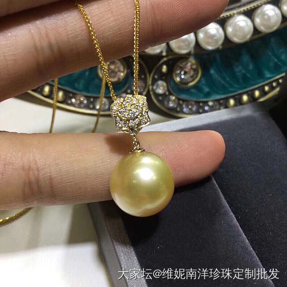 天然南洋金珠吊坠 13-14mm  正圆 无暇
18k金钻石💎 伯爵款_吊坠珍珠