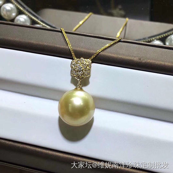 天然南洋金珠吊坠 13-14mm  正圆 无暇
18k金钻石💎 伯爵款_吊坠珍珠