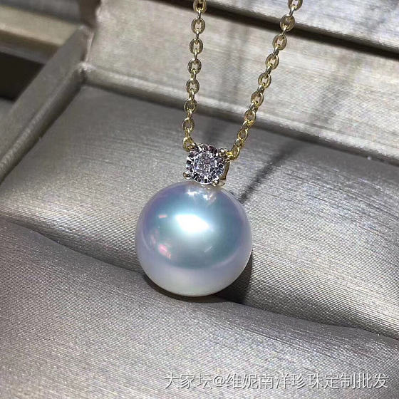 澳洲白珠，11~12mm，近正圆，正面无暇，背面极微瑕，特强光，性价比超高，18..._挂件珍珠