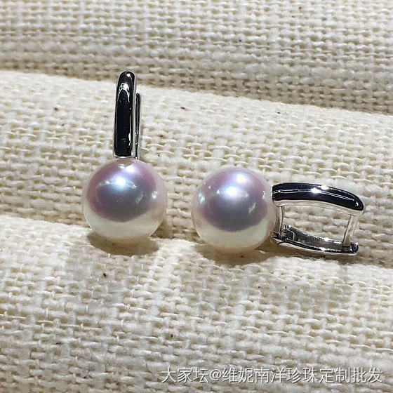 akoya海水珠耳坠 8-8.5mm  正圆强光 樱花粉🌸
18k简单款 水桶款..._珍珠