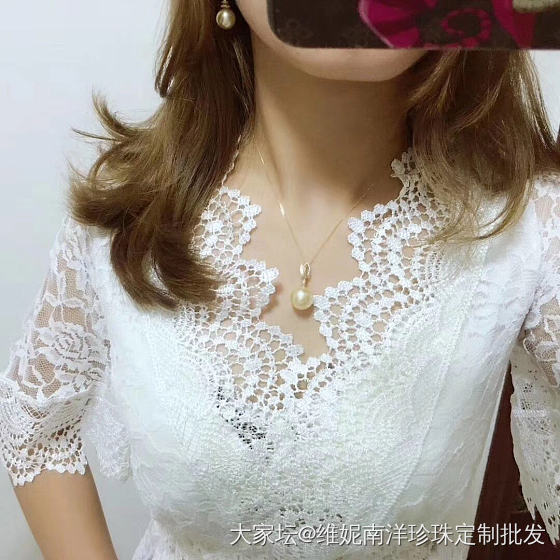 天然金珠吊坠 14-15mm. 几乎正圆  几乎无暇
    18k金镶嵌钻石💎..._吊坠珍珠