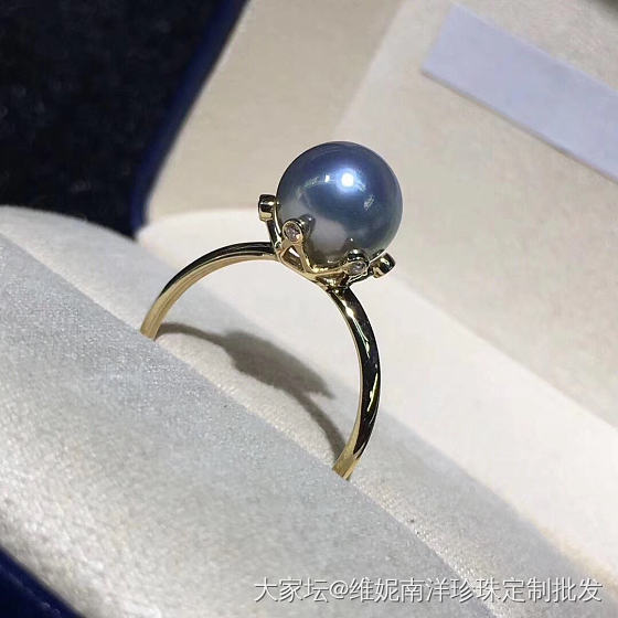 真多麻戒指💍8.5-9mm.正圆 几乎无暇。强光。 18k金镶嵌钻石💎_戒指珍珠