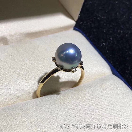 真多麻戒指💍8.5-9mm.正圆 几乎无暇。强光。 18k金镶嵌钻石💎_戒指珍珠