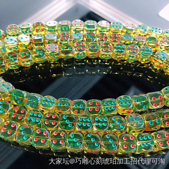 独一无二的墨西哥蓝珀，自己好喜欢_珠串琥珀