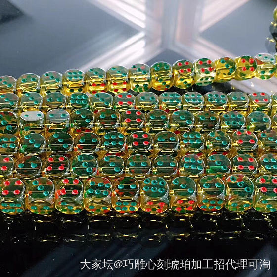 独一无二的墨西哥蓝珀，自己好喜欢_珠串琥珀