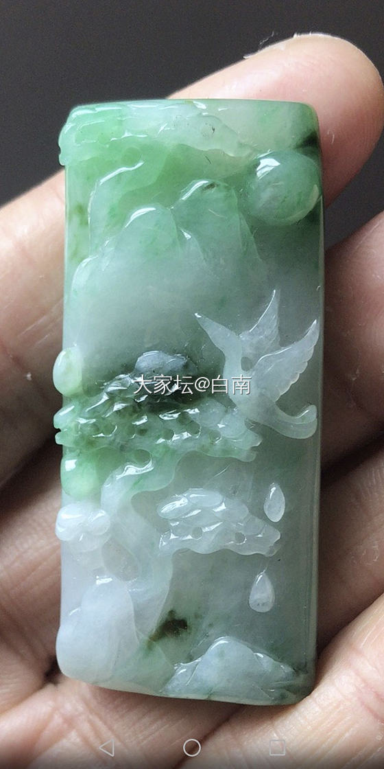 小白买了块山水牌，给大神们看看。_挂件翡翠