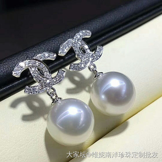 高品质完美无瑕，11-12mm澳白香奈儿，钻石💎42分，18K金_珍珠