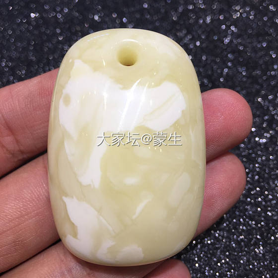 乌料白花平安无事牌_琥珀蜜蜡