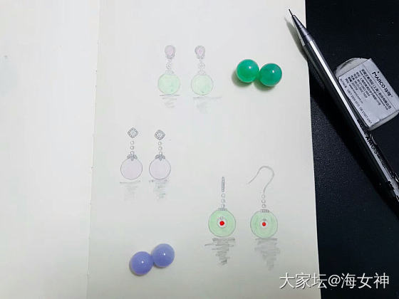想百搭大气当然是简约的款
大爱这两对猪猪，精品祼珠13-12mm_翡翠
