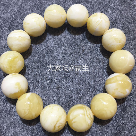 俄料瓷白花16左右手串_珠串琥珀蜜蜡