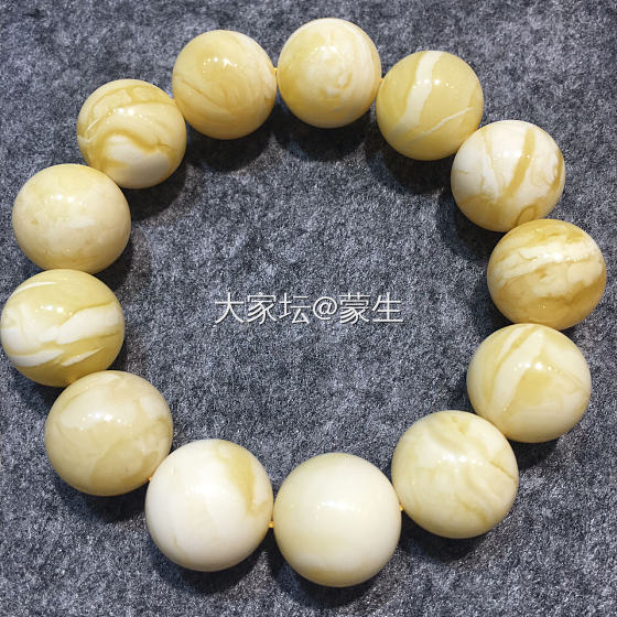 俄料瓷白花17+手串_珠串琥珀蜜蜡