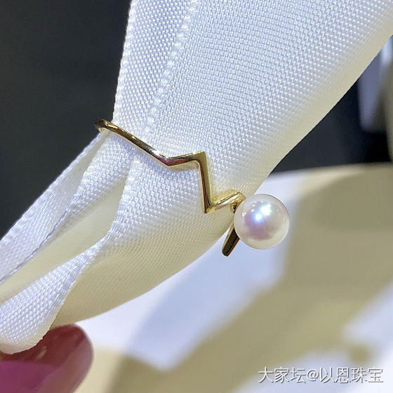 心电感应戒指💍，18K金海水珍珠_首饰
