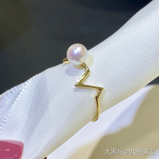 心电感应戒指💍，18K金海水珍珠_首饰
