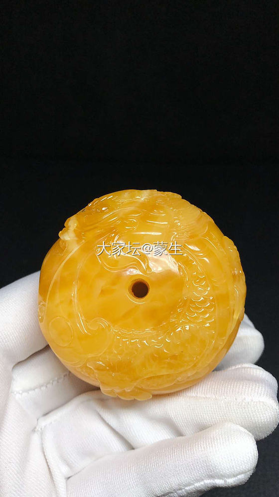 满蜡鸡油红龙扣_琥珀蜜蜡
