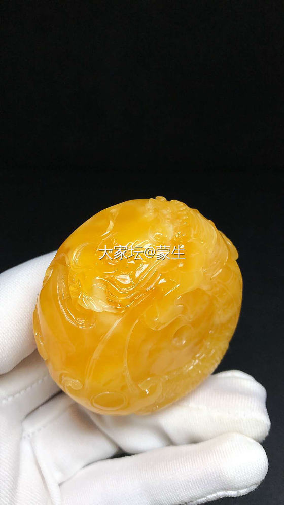 满蜡鸡油红龙扣_琥珀蜜蜡