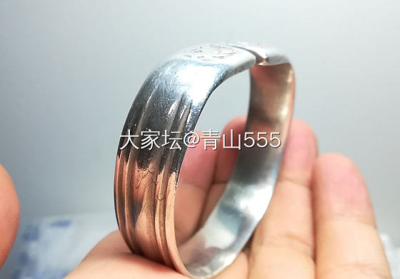 东北老银轨道镯兰花双轨道老银镯_银
