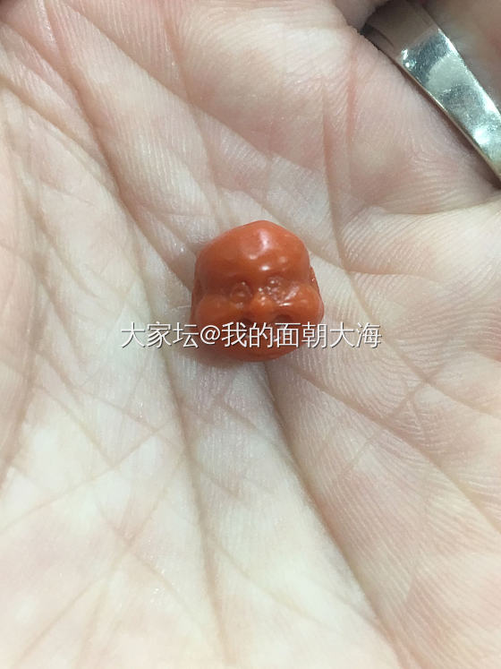 说是佛头吧可我感觉更像童子，想把南红珠子挑出来一个换成佛头，可又觉得不是很搭有点..._南红