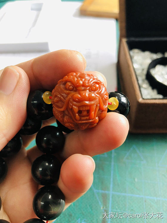 黑曜石+南红龙珠_南红黑曜石珠串