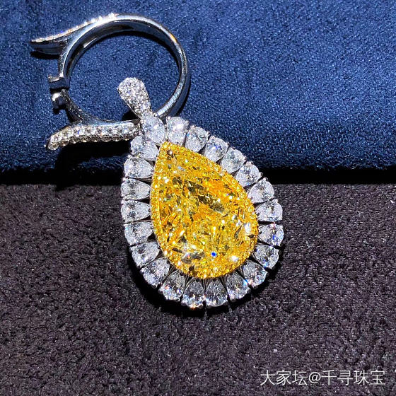 10.18ct FY SI2 水滴戒指吊坠双用款，实物浓彩黄效果_钻石千寻珠宝