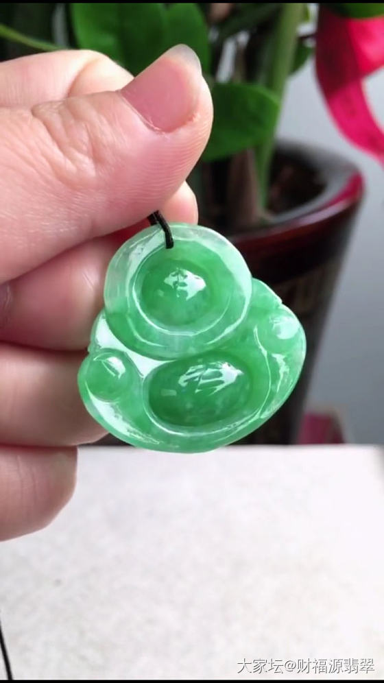 翡翠 满绿大肚笑佛_挂件翡翠