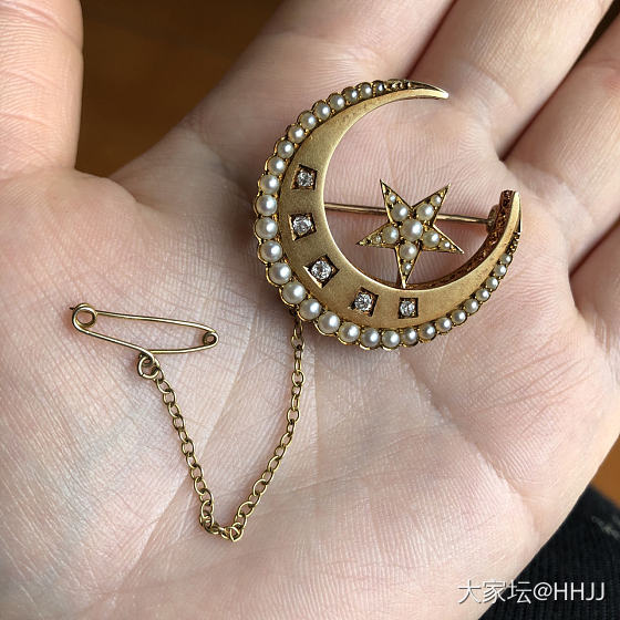 闲置区的星月胸针我收了_古董首饰胸饰珍珠