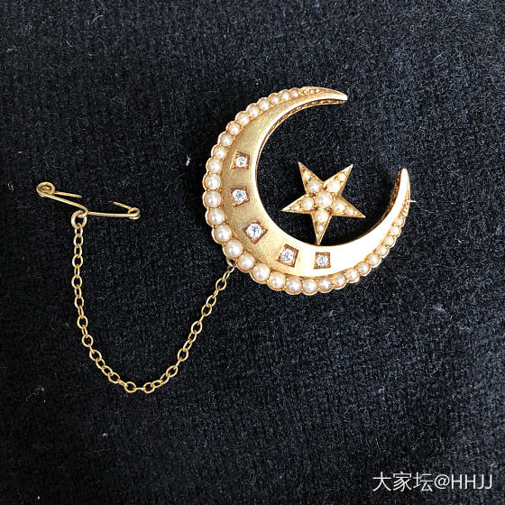 闲置区的星月胸针我收了_古董首饰胸饰珍珠