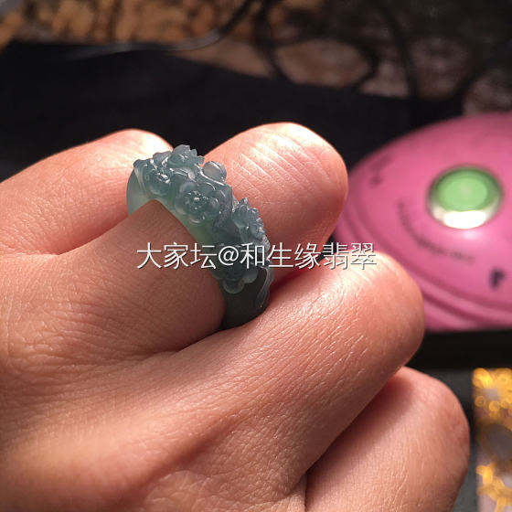 老蓝水指环_戒指翡翠