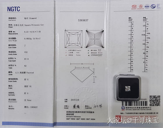 公主方4.01 NGTC JVS2 GIA IVS1 标准_钻石千寻珠宝