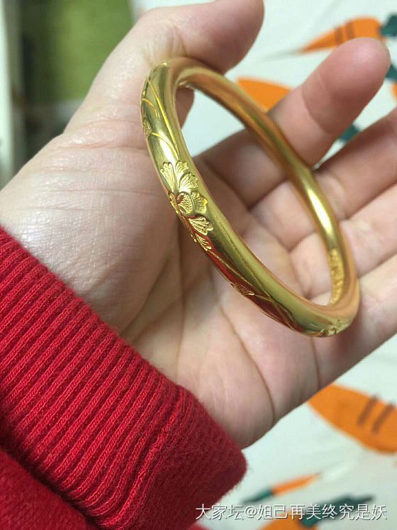 求百克珍镯 金胖牡丹圈口55-57_金
